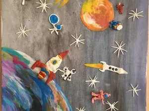 Творческие работы обучающихся с ТМНР, в том числе с РАС, ко дню космонавтики